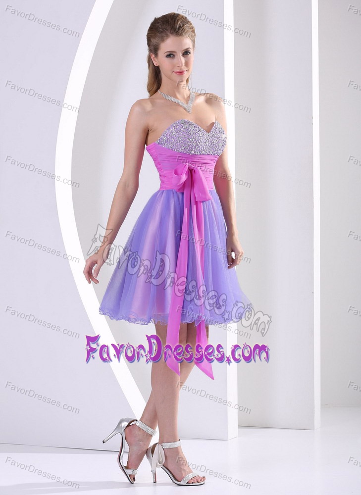Unique Sweetheart Multi-color Knee-length Prom Evening Dress with Beading