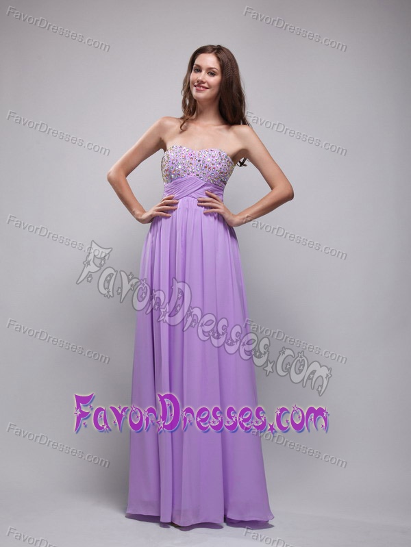 Strapless Lilac Chiffon Fabulous Prom Court Dresses with Beading under 150