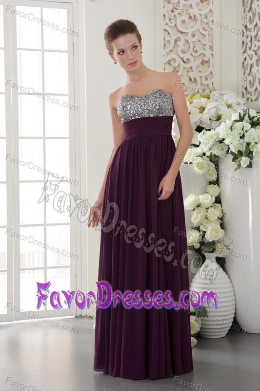 Perfect Empire Sweetheart Long Chiffon Prom Gown in Dark Purple