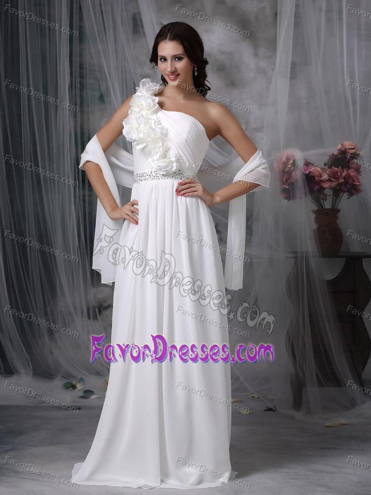 Simple Empire One Shoulder Wedding Anniversary Dress with Beading