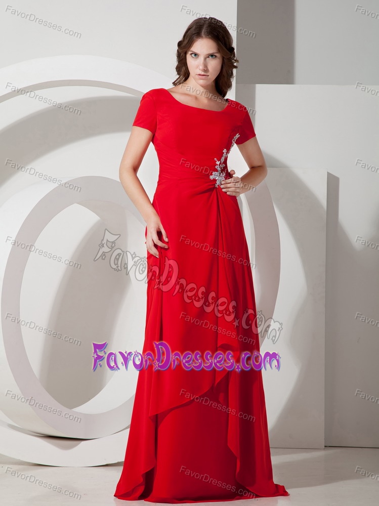 In Style Red Empire Square Mother of the Groom Dresses with Appliques