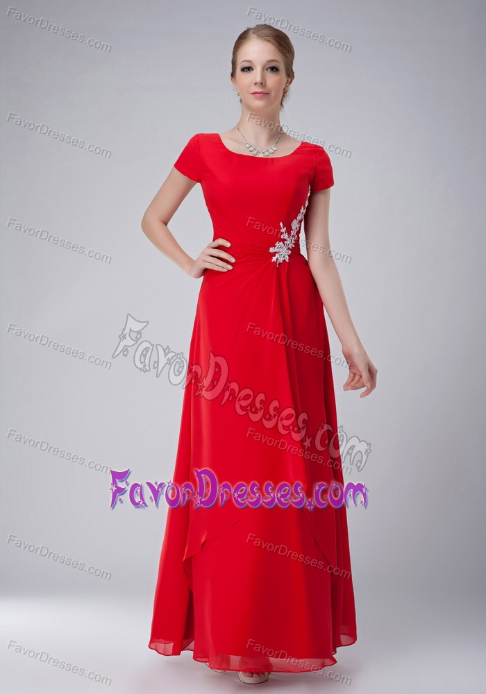 Nice Red Empire Scoop Ankle-length Chiffon Mother of the Groom Dress
