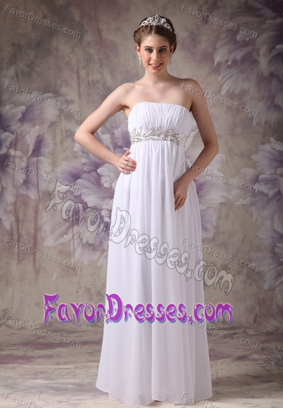 Elegant Empire Strapless Chiffon Prom Dress for Wedding with Appliques on Sale