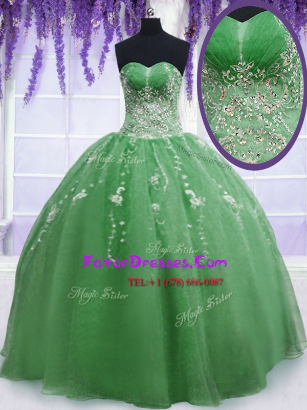 Comfortable Sleeveless Zipper Floor Length Beading Ball Gown Prom Dress