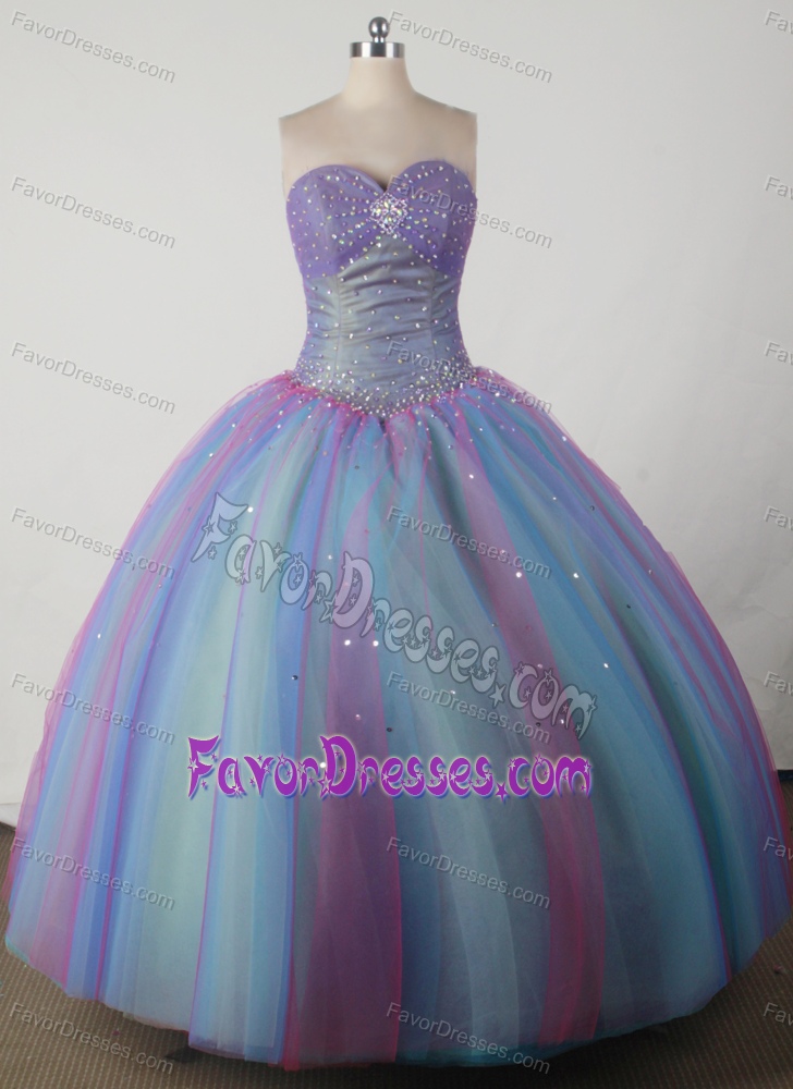 Sweetheart Beaded Colorful Ball Gown Nice Quinceanera Gowns in Organza