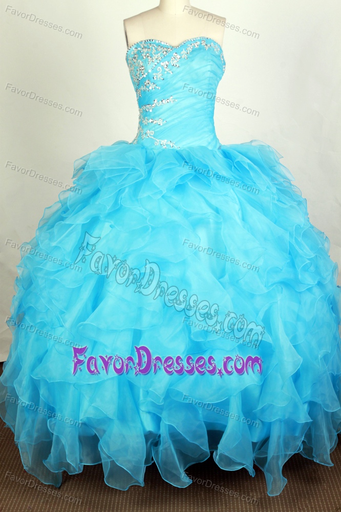 Fashionable Sweetheart Aqua Blue Sweet Sixteen Dresses with Beading