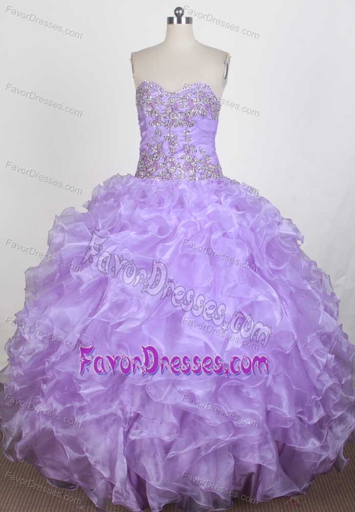 Best Lilac Organza Quinceanera Gown Dresses with Beading and Appliques