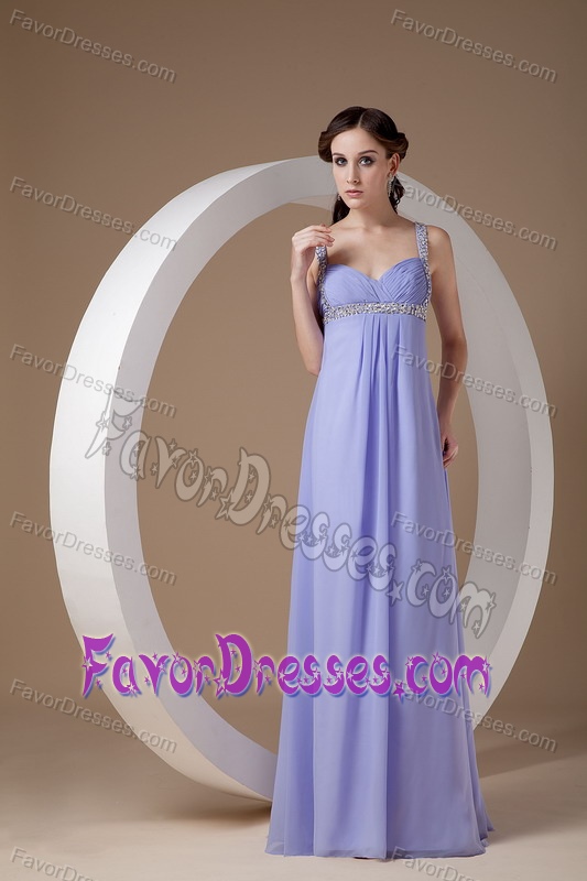 Popular Beaded and Ruched Lilac Summer Prom Party Dresses in Floor-length
