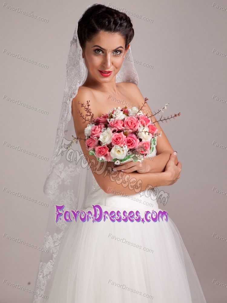 Lovely Coral And White Round Hand-tied Satin Rose Wedding Bouquet