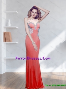 Popular 2015 Appliques Watermelon Bridesmaid Dresses with Bateau