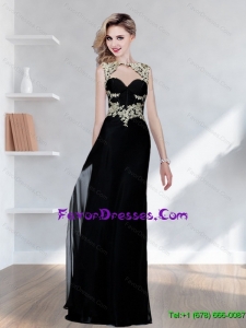 Popular Appliques Bateau Black Bridesmaid Dresses for 2015