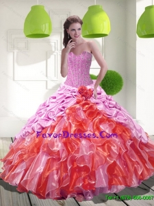 2015 New Style Pick Ups and Ruffles Sweet 15 Dresses in Multi Color