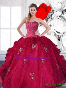2015 Modern Sweetheart Beading and Ruffles Quinceanera Gown with Appliques