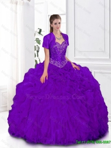 2016 Spring Beautiful Ball Gown Sweetheart Quinceanera Gowns in Purple