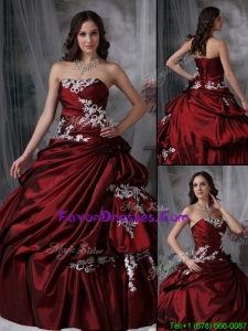 2016 Beautiful Ball Gown Strapless Appliques Quinceanera Dresses
