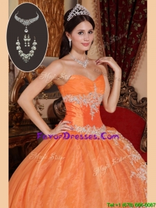 2016 Popular Orange Red Quinceanera Gowns with Beading and Appliques
