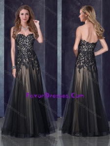 2016 Top Selling Empire Applique Black Bridesmaid Dress in Tulle