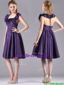 Elegant Halter Top Backless Short Prom Dress in Dark Purple