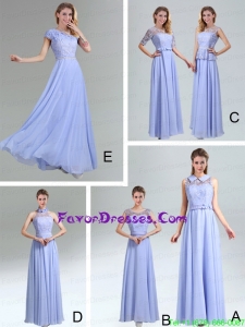 2015 Modest Belt Empire Prom Dress in Lavender