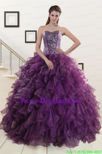 Unique Purple Quinceanera Dresses with Beading and Ruffles