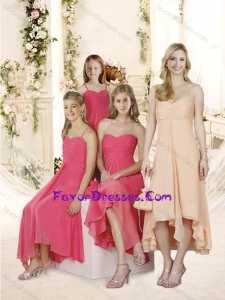 The Most Popular High Low Chiffon Bridesmaid Dress with Ruching