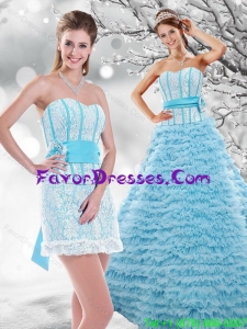 Stylish 2015 Light Blue Quinceanera Dresses with Beading and Ruffled Layers