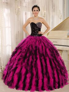 Newest Beaded and Ruffled Sweetheart Dresses for Quinces in Multi-color