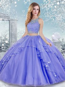 Affordable Lavender Scoop Clasp Handle Beading and Lace Quinceanera Gowns Sleeveless