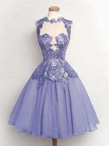 Knee Length A-line Sleeveless Lilac Quinceanera Court Dresses Lace Up