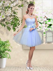 Sweetheart Sleeveless Lace Up Wedding Guest Dresses Lavender Tulle