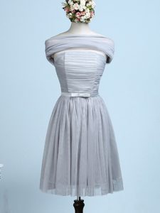 Modern Mini Length Empire Sleeveless Grey Quinceanera Court Dresses Side Zipper