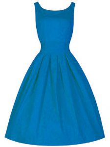 Charming Scoop Sleeveless Zipper Quinceanera Dama Dress Blue Taffeta