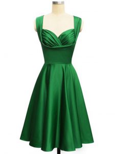 Dark Green Lace Up Court Dresses for Sweet 16 Ruching Sleeveless Knee Length