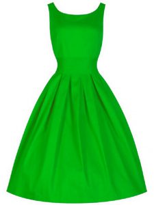 Green A-line Ruching Damas Dress Lace Up Taffeta Sleeveless Knee Length