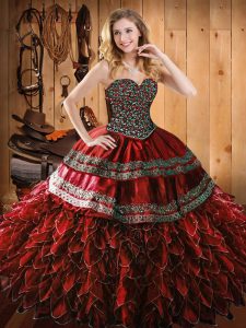 Latest Sleeveless Lace Up Floor Length Beading and Embroidery and Ruffles Quinceanera Dresses
