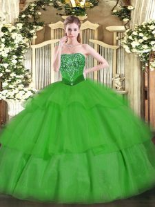 Nice Floor Length Ball Gowns Sleeveless Green Sweet 16 Quinceanera Dress Lace Up