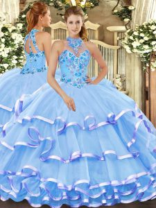 Noble Sleeveless Lace Up Floor Length Beading and Embroidery Sweet 16 Quinceanera Dress