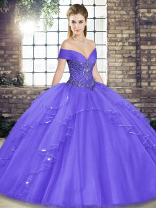 Gorgeous Floor Length Ball Gowns Sleeveless Lavender Quince Ball Gowns Lace Up