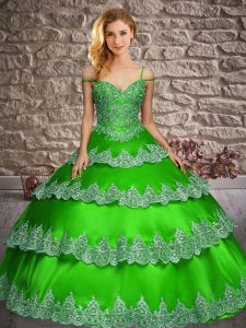 Sleeveless Appliques and Ruffled Layers Lace Up Quinceanera Gowns