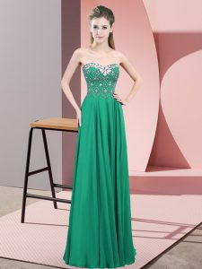 Turquoise Sleeveless Beading Floor Length Dress for Prom
