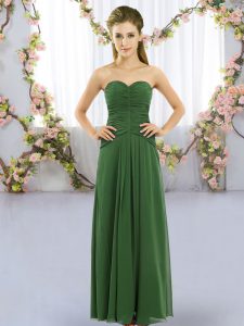 Green Sweetheart Neckline Ruching Bridesmaids Dress Sleeveless Lace Up