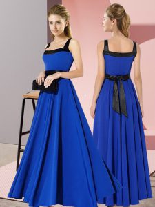 Low Price Royal Blue Sleeveless Belt Floor Length Wedding Guest Dresses