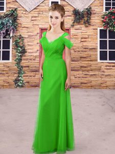 Fitting Floor Length Green Wedding Guest Dresses Straps Sleeveless Backless