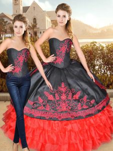 Designer Sweetheart Sleeveless Lace Up Quinceanera Dresses Black Satin and Organza