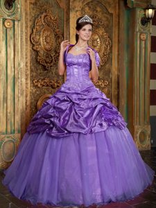 Pretty Lavender Sweet 15 Dresses with Pick-ups in Taffeta and Organza