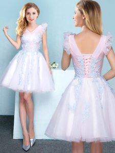 White Sleeveless Appliques Mini Length Wedding Guest Dresses