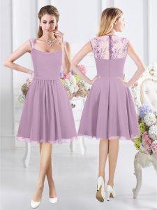 Straps Lavender Cap Sleeves Chiffon Zipper Wedding Guest Dresses for Prom and Party and Wedding Party