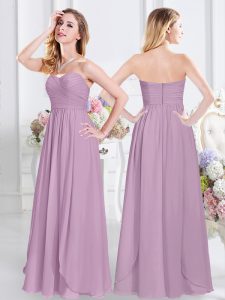 Chiffon Sleeveless Floor Length Bridesmaid Dress and Ruching