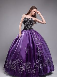 Beautiful Eggplant Purple Ball Gown Sweetheart Quinces Dress in Organza