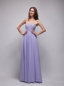 New Lilac Empire Strapless Long Prom Dress with Beading in Chiffon